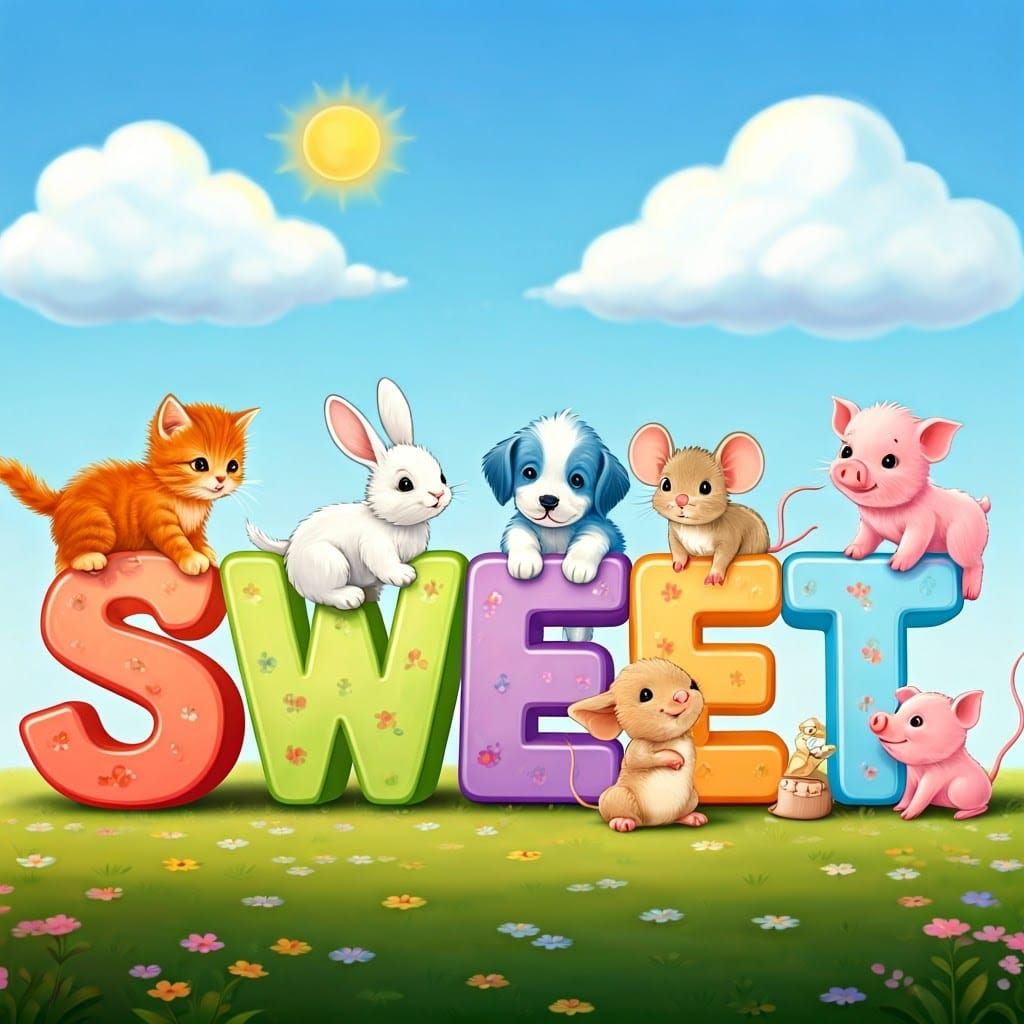 Whimsical Animals on Sweet Letters in Beatrix Potter Style