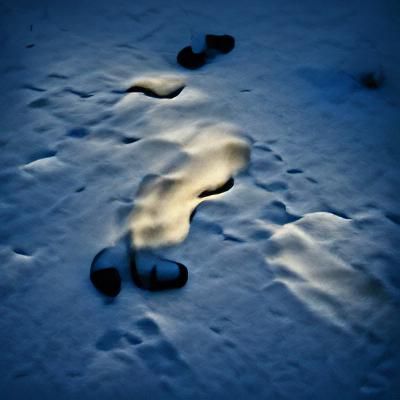 Footsteps in Snow: Liminal Dark Image