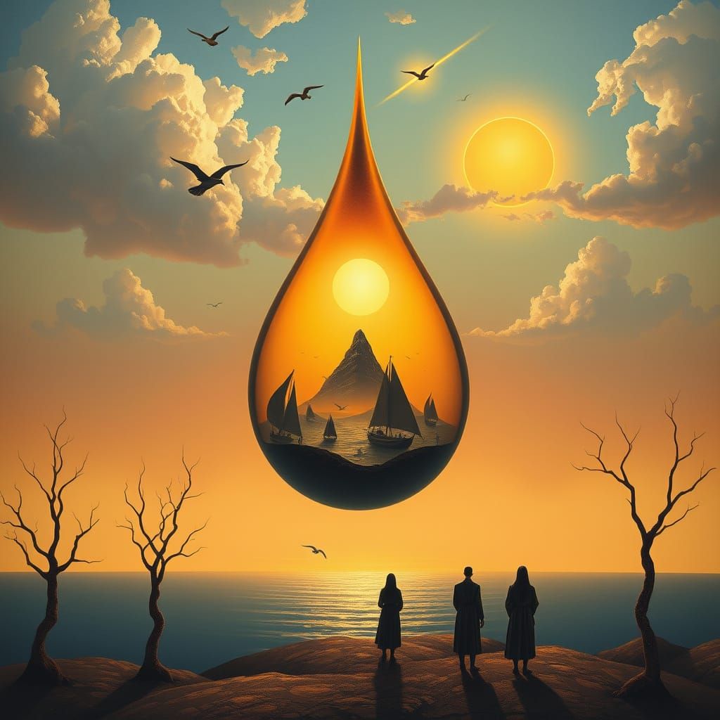 Surreal Dreamscape: Teardrop Structure Inspired by Dalí