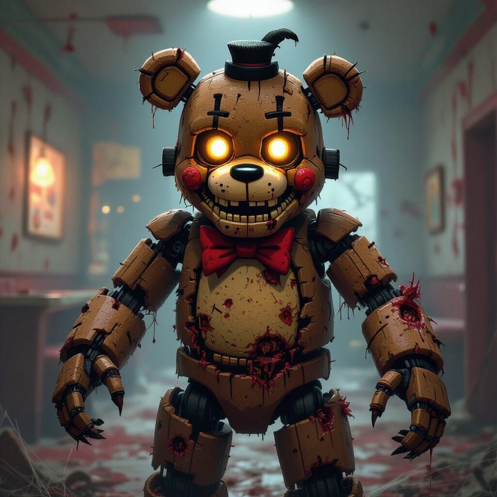 Plush Freddy Fazbear Zombie in Dark Fantasy Horror