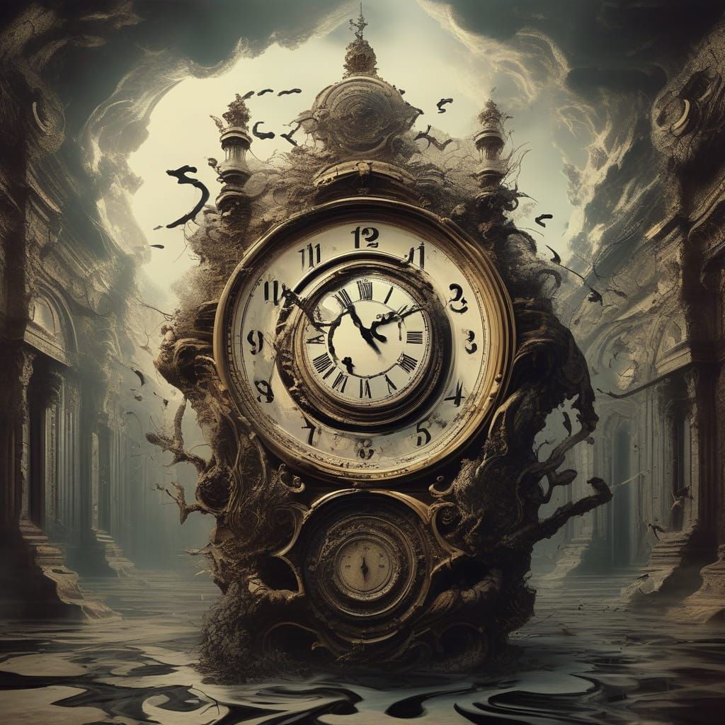 Surreal Melting Clock in Dalí Style