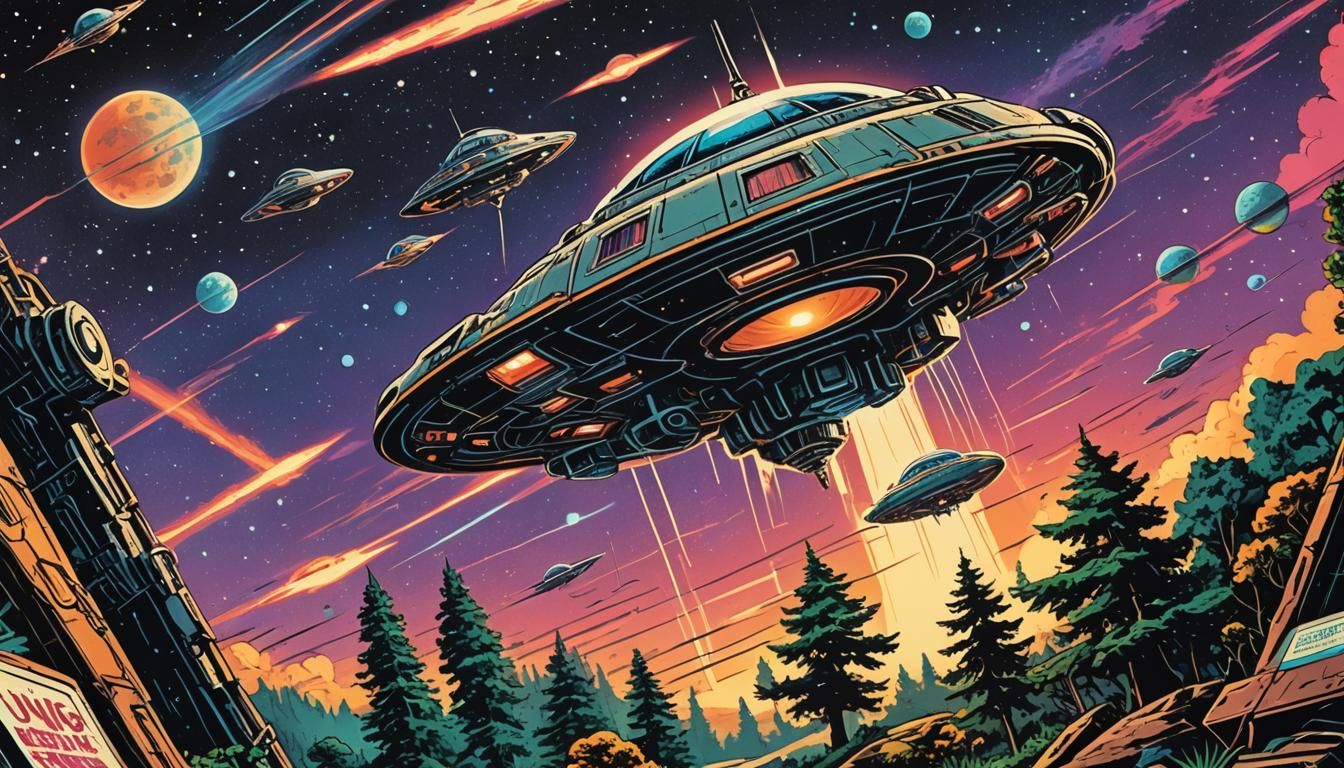 Retro-Futuristic Comic Book Cover: UFO Magazine