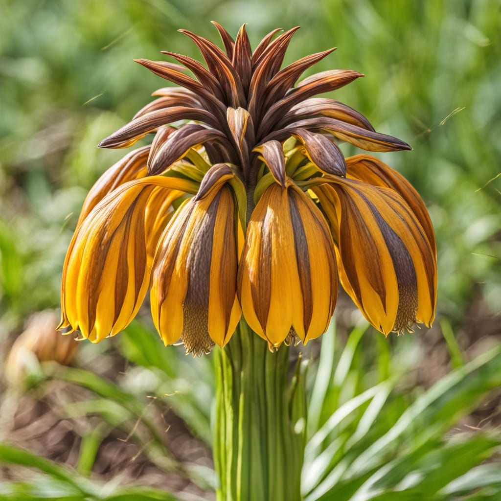 Vibrant Crown Imperial Blossoms in Realistic Landscape Photo...