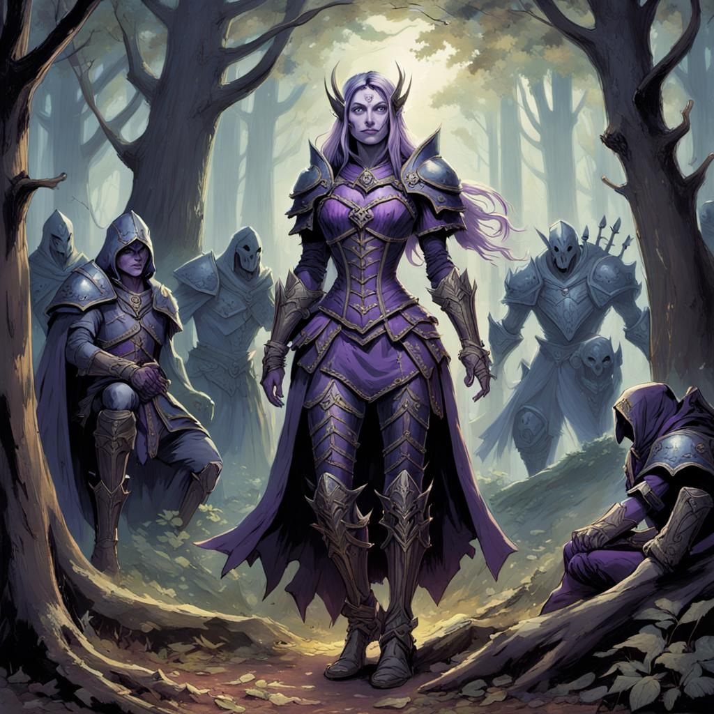 Sylvanas Windrunner Relaxing in Purple Armor