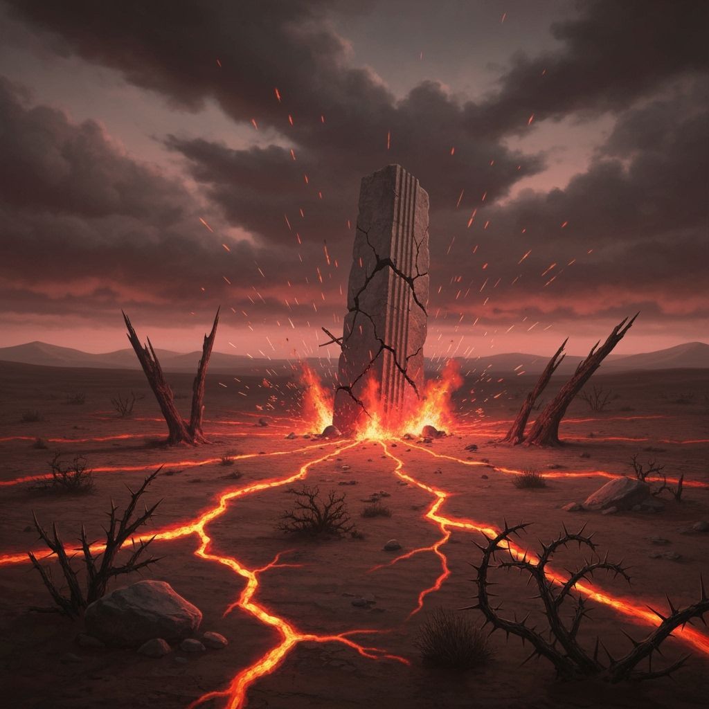 Post-Apocalyptic Desert Scene with Stone Pillar