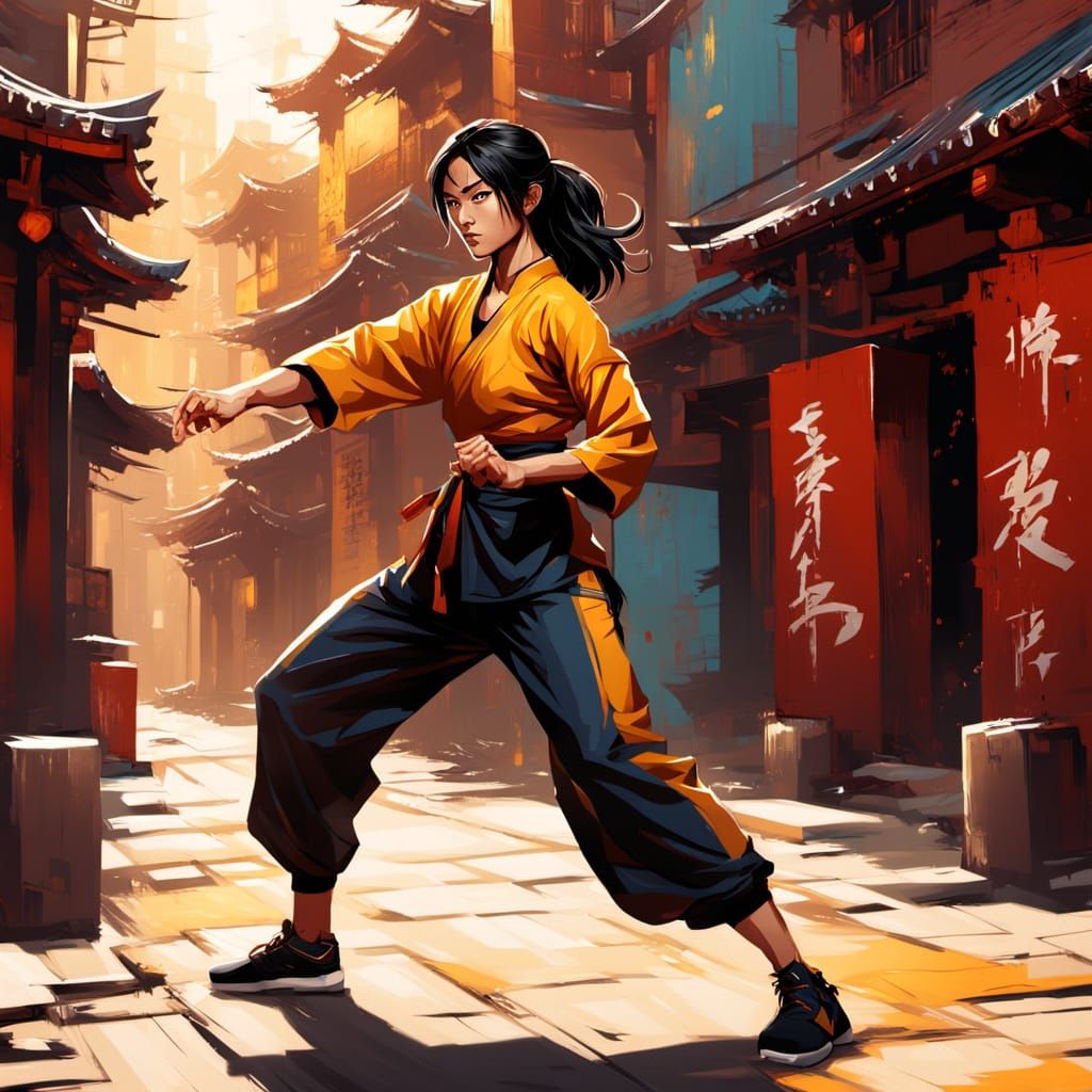 Marinette Dupain-Cheng in Kung-Fu Pose, Comic Style