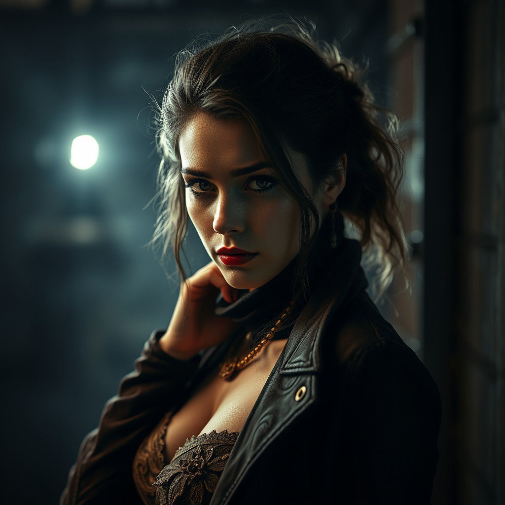 Mysterious Woman in Atmospheric Cinematic Portrait