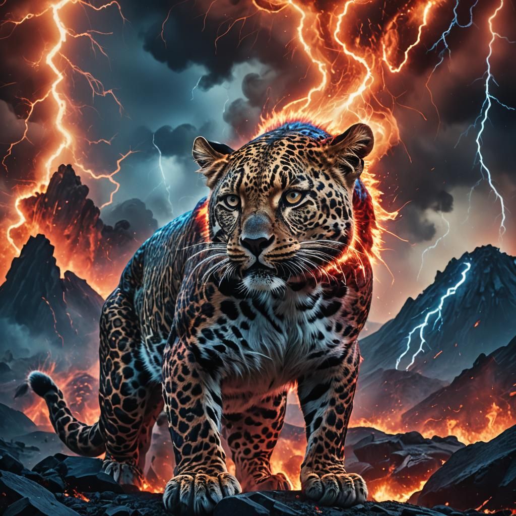 Majestic Fire Leopard Embodies Cinematic Power