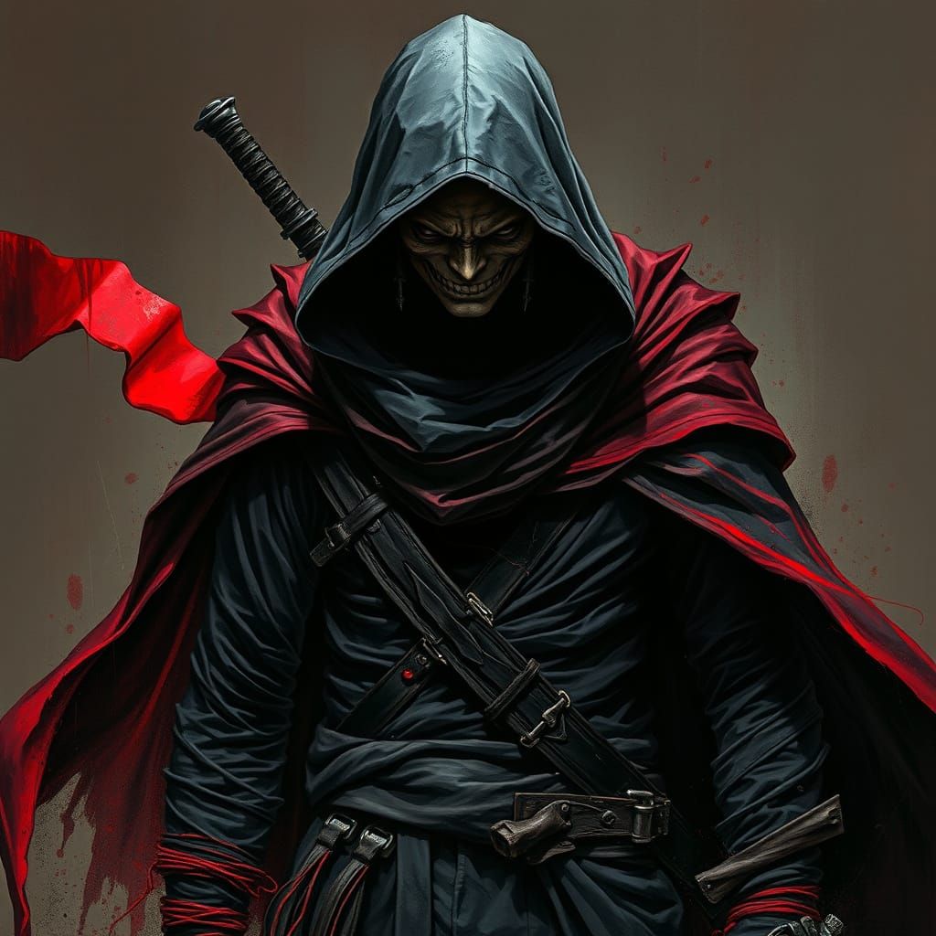 Ninja Warrior in Dark Fantasy Style