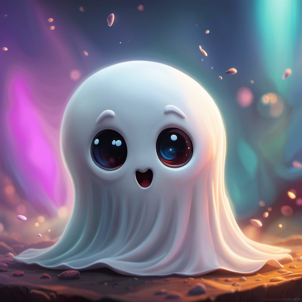 Cute Ghost in Hyperrealistic Digital Art