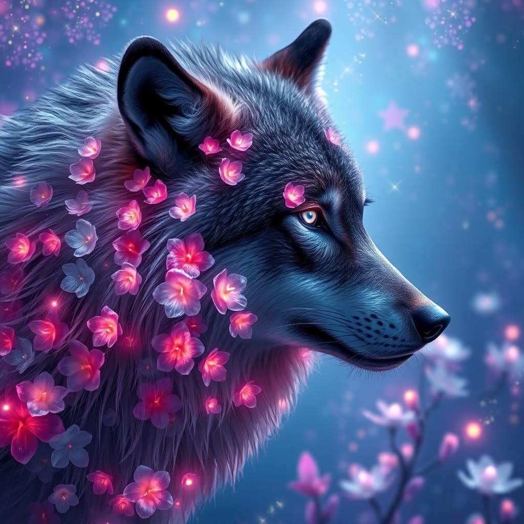 Bioluminescent Wolf in Underwater Realm: Hyperrealistic Art