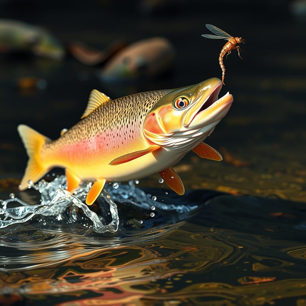 Rainbow Trout Leaping for a Bug