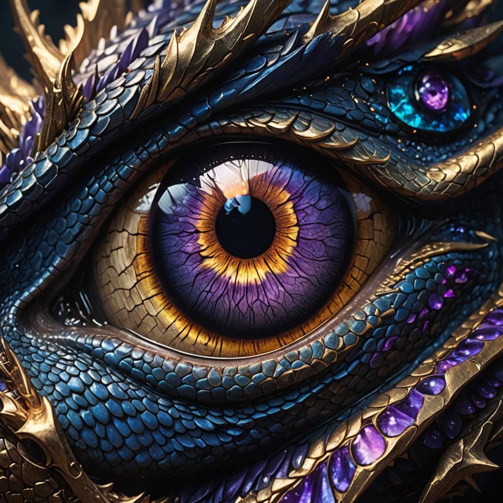 Glowing Dragon Eye Close-up in Dark Fantasy Style