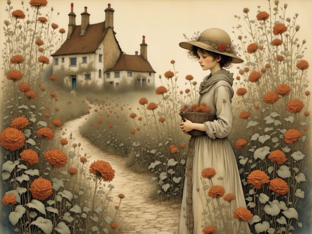 Whimsical Floral Tapestry in Intricate Details