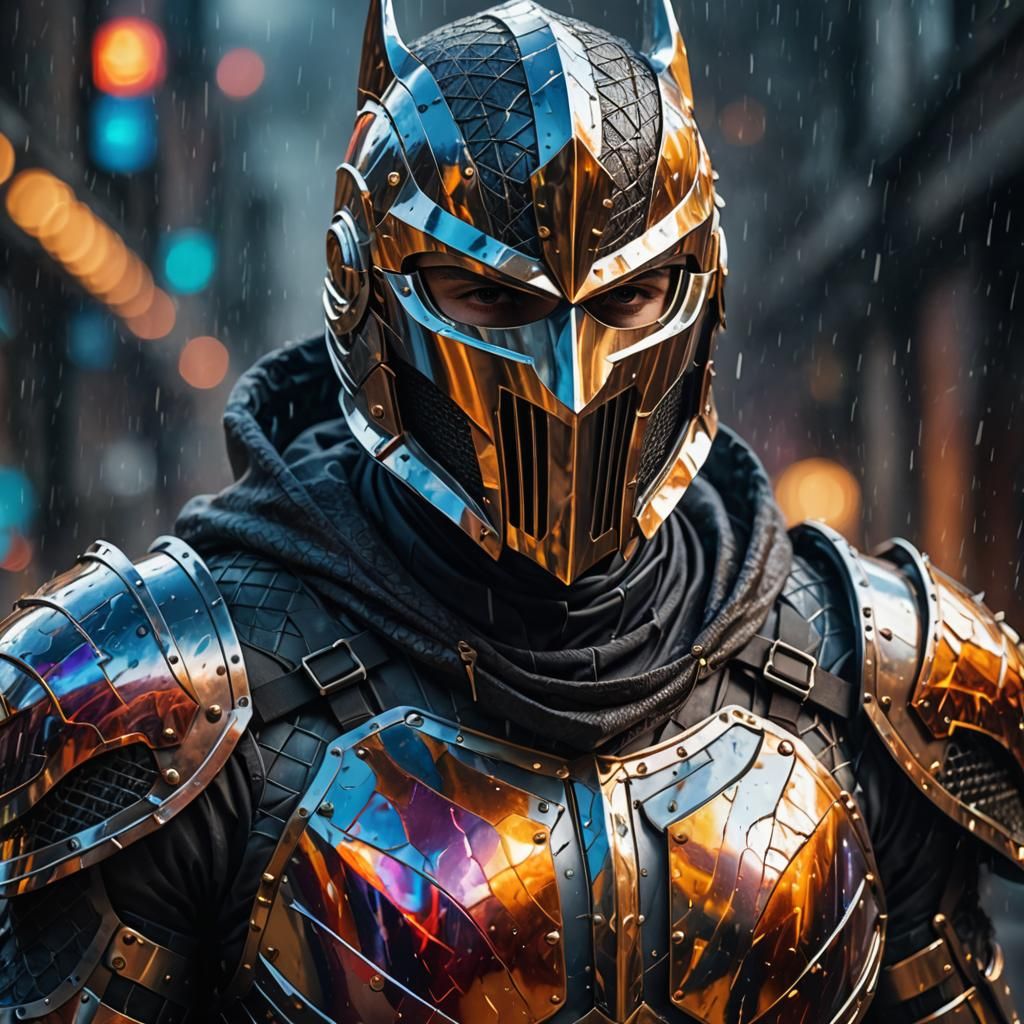 Masked Knight Close-Up in Triadic Colors