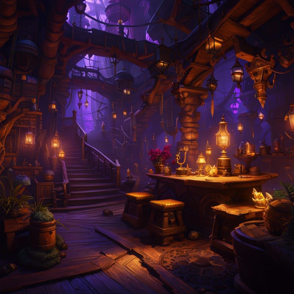 Pirate Hideouts in Dark Fantasy Style