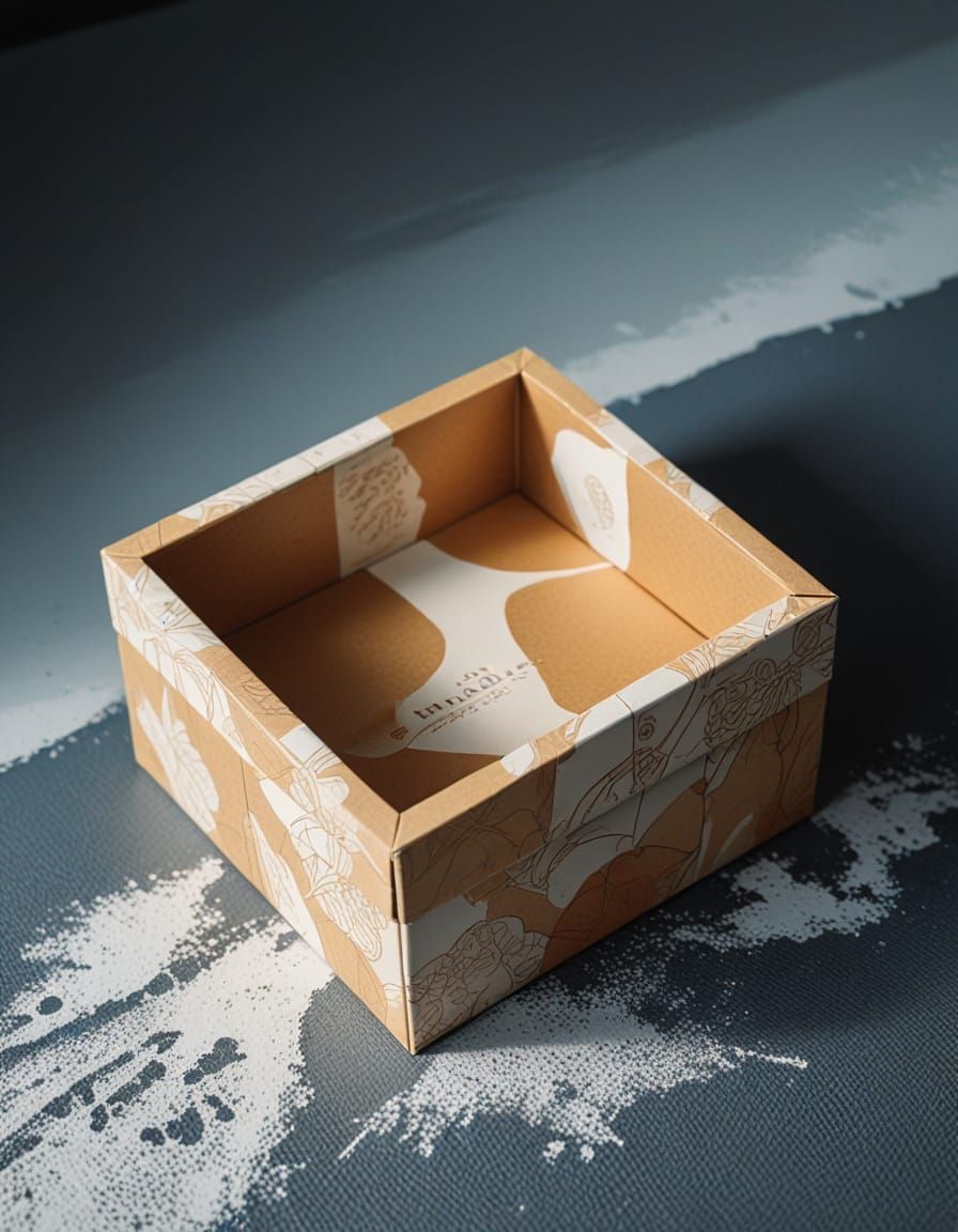 Elegant, Hyperrealistic Paper Gift Box with Intricate Design