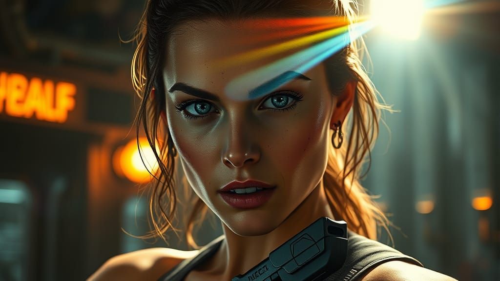 Sci-Fi Bounty Hunter in Gritty Space Cantina