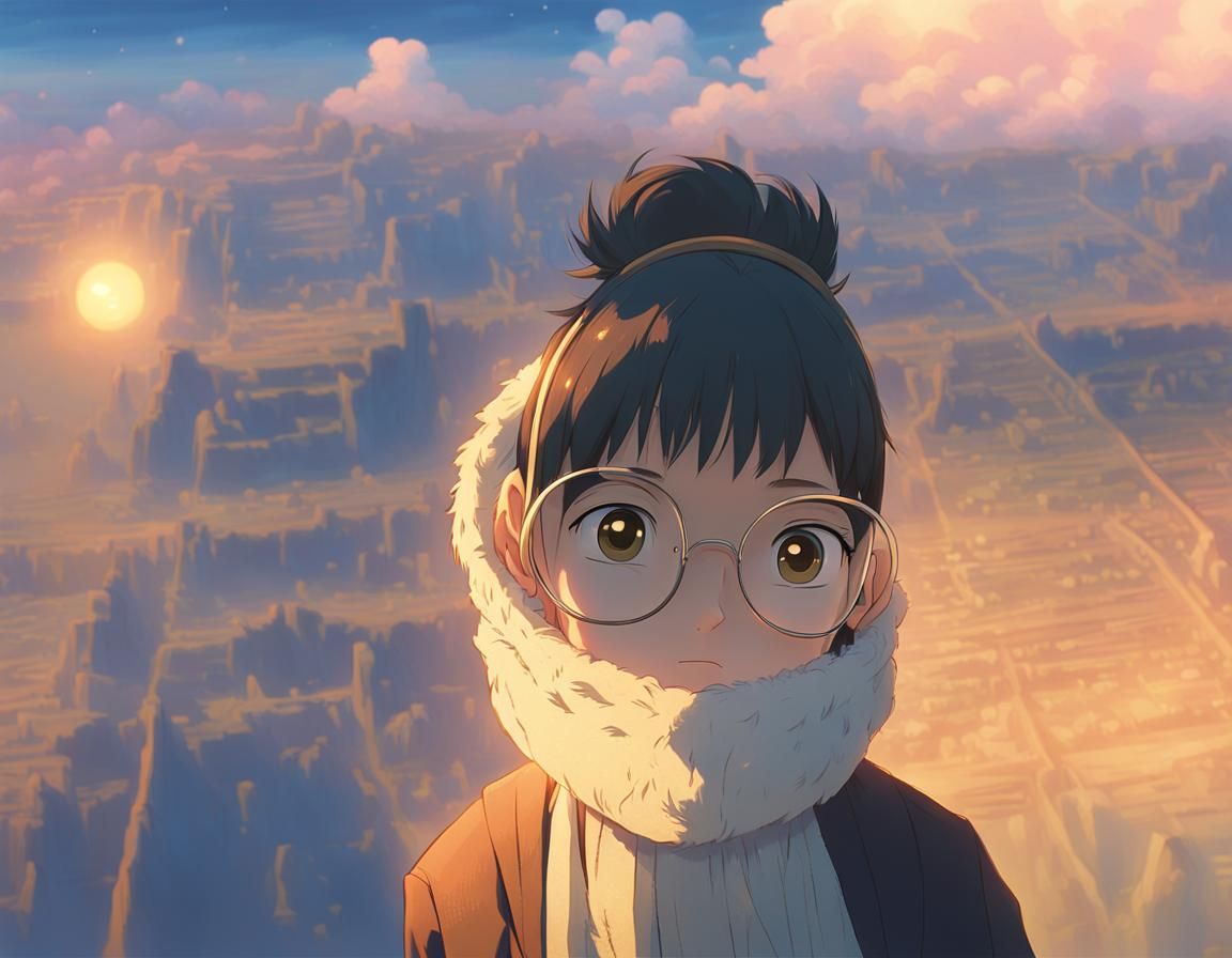 Anime Portrait in Serene Landscape