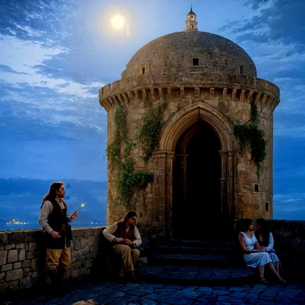 Dramatic Spanish Fortress at Sunset, Inspired by Velázquez a...