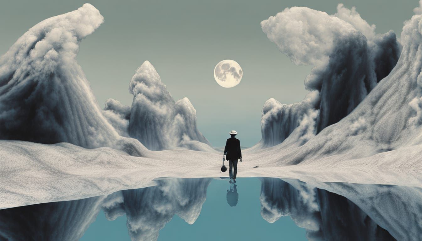 Eerie Landscape of Reflecting Waters and Mist