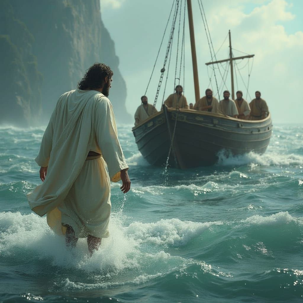 Jesus Rescues Peter as He Walks on Water