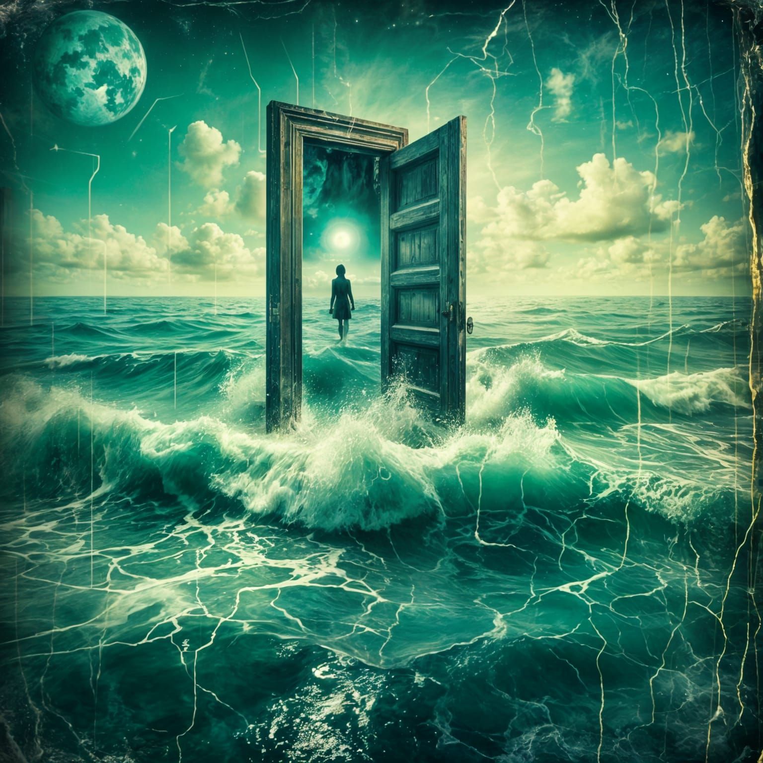 Door in Endless Ocean: Grunge Retro Style