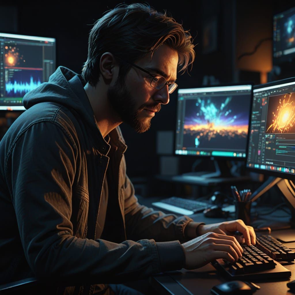 Freelance Video Editor's Digital Art Workspace