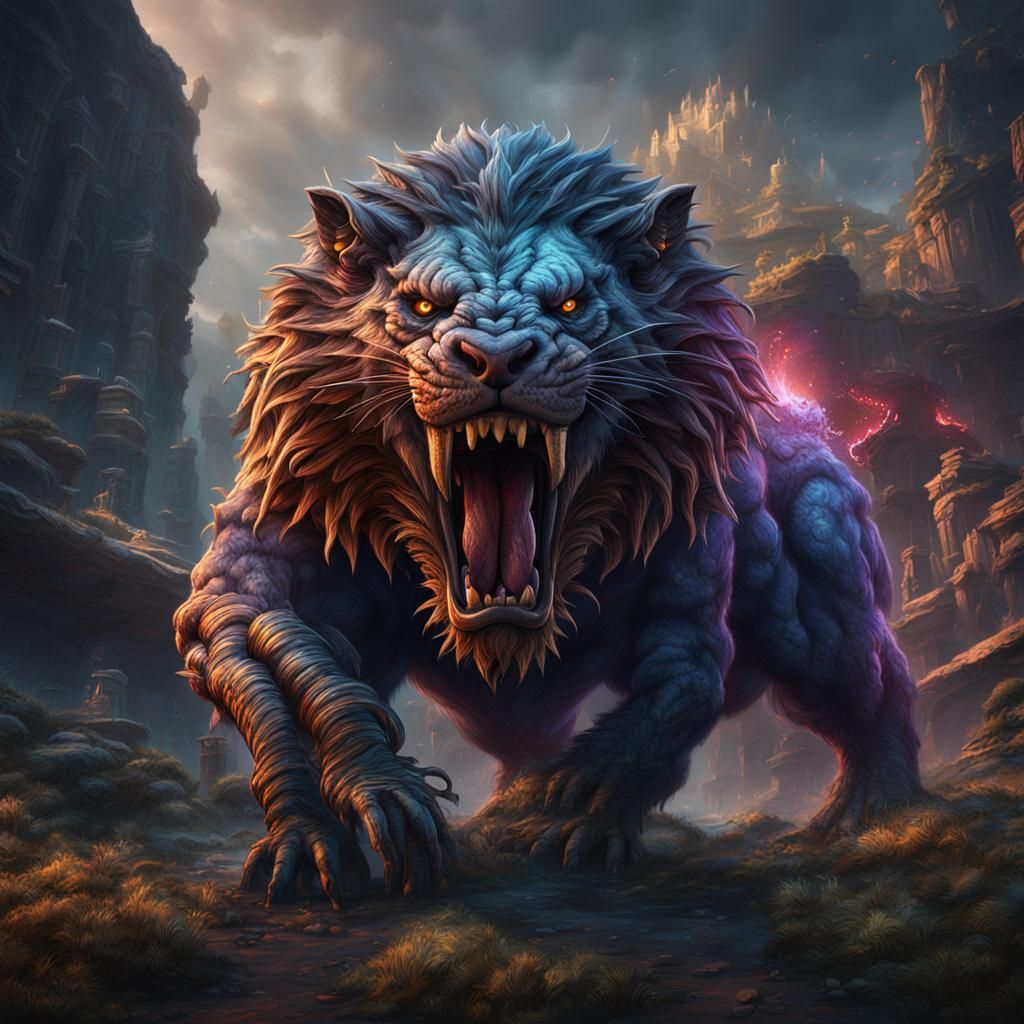 Angry Mysterious Animal in Detailed Matte Painting