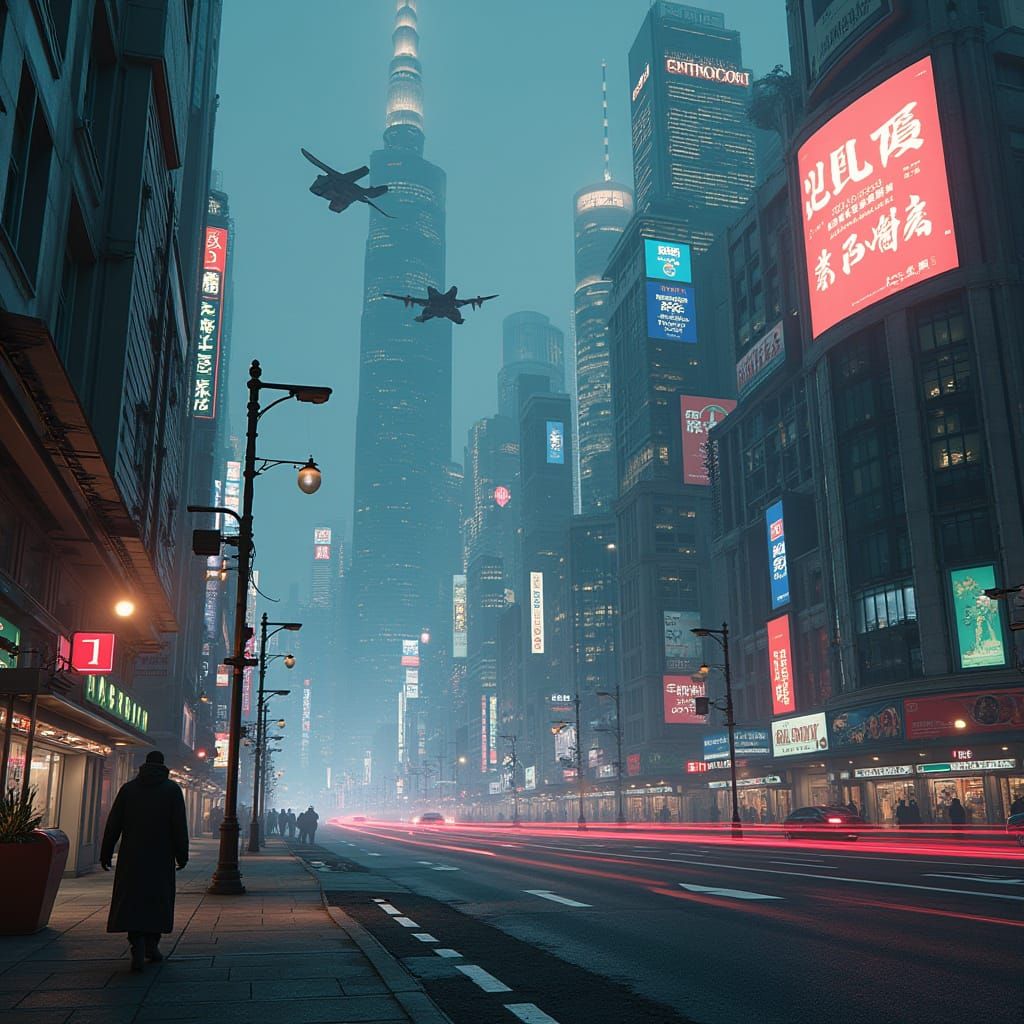 Futuristic Metropolis in Dystopian 2050