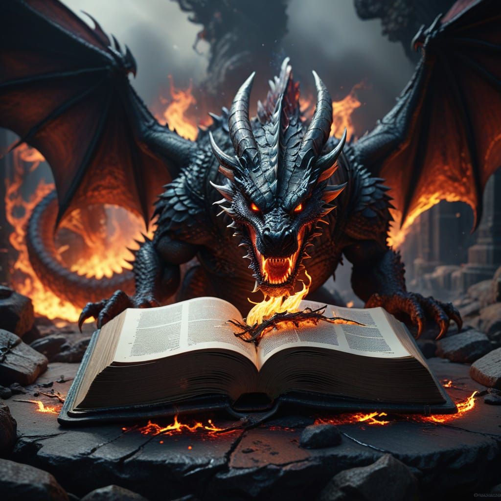 Dark Fantasy Demon Dragon Conquers the Underworld of Eternal...
