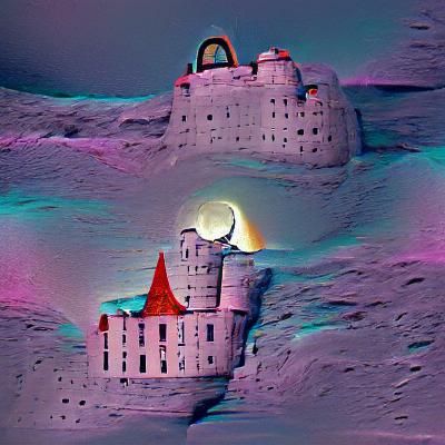 Fantasy Castle on the Moon, Digital Art
