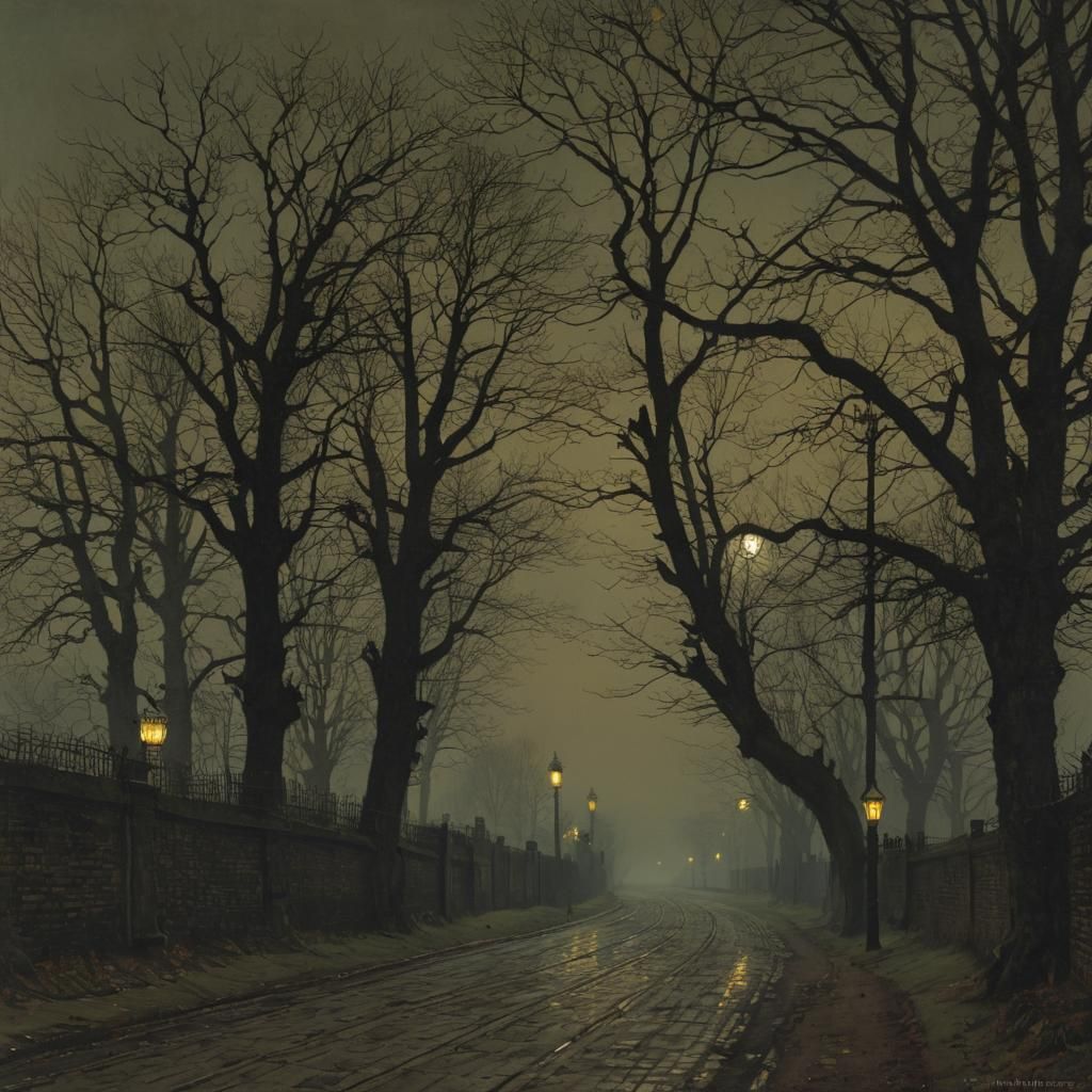 Grimdark Victorian Cityscape at Night