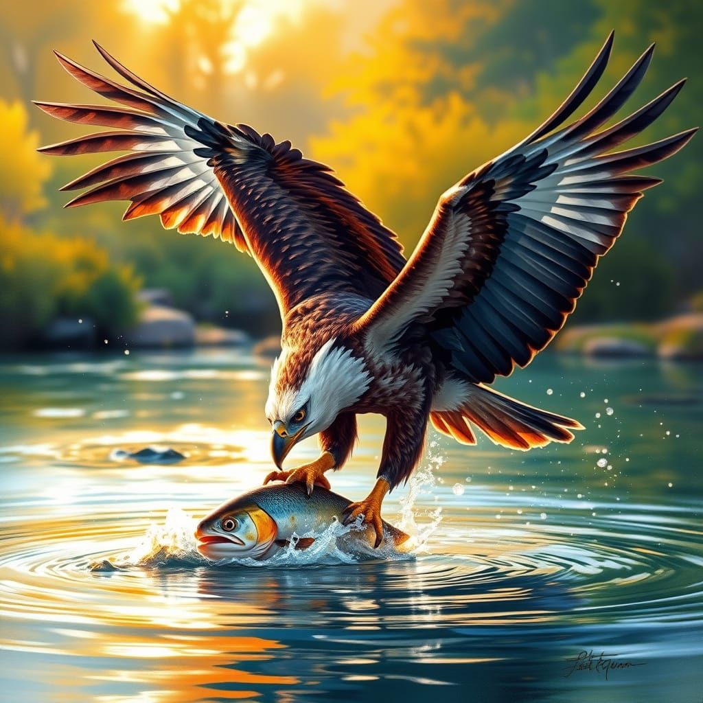 Majestic Fish Eagle in Dramatic Morning Dive
