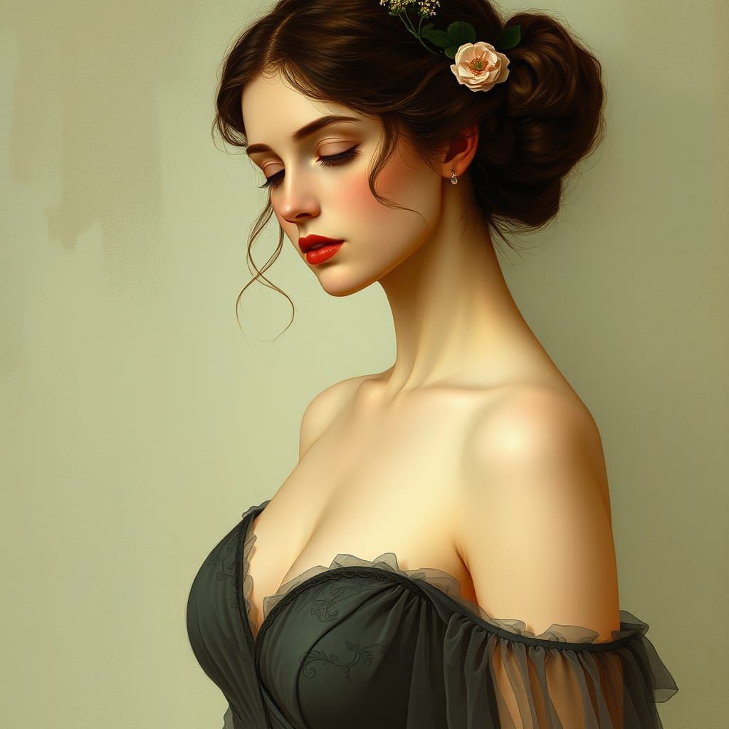 Ethereal Woman in Elegant Gown
