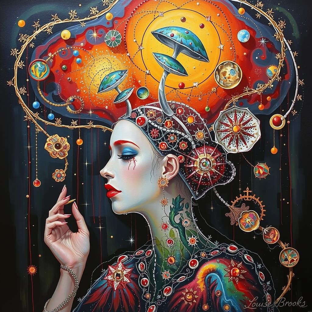 Louise Brooks in Surrealist Expressionist Oil Painting