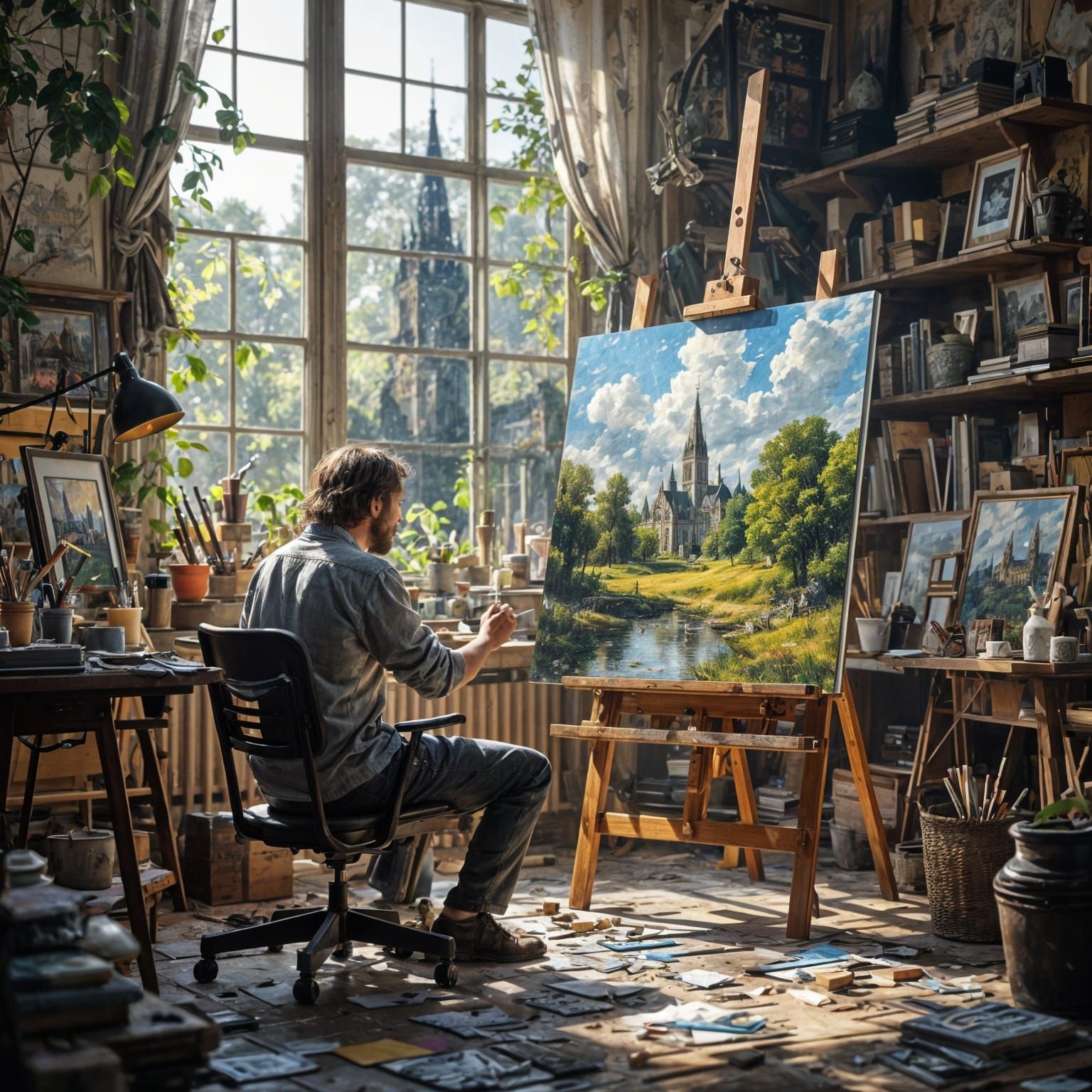 Artist's Studio Rendition of Salisbury Cathedral