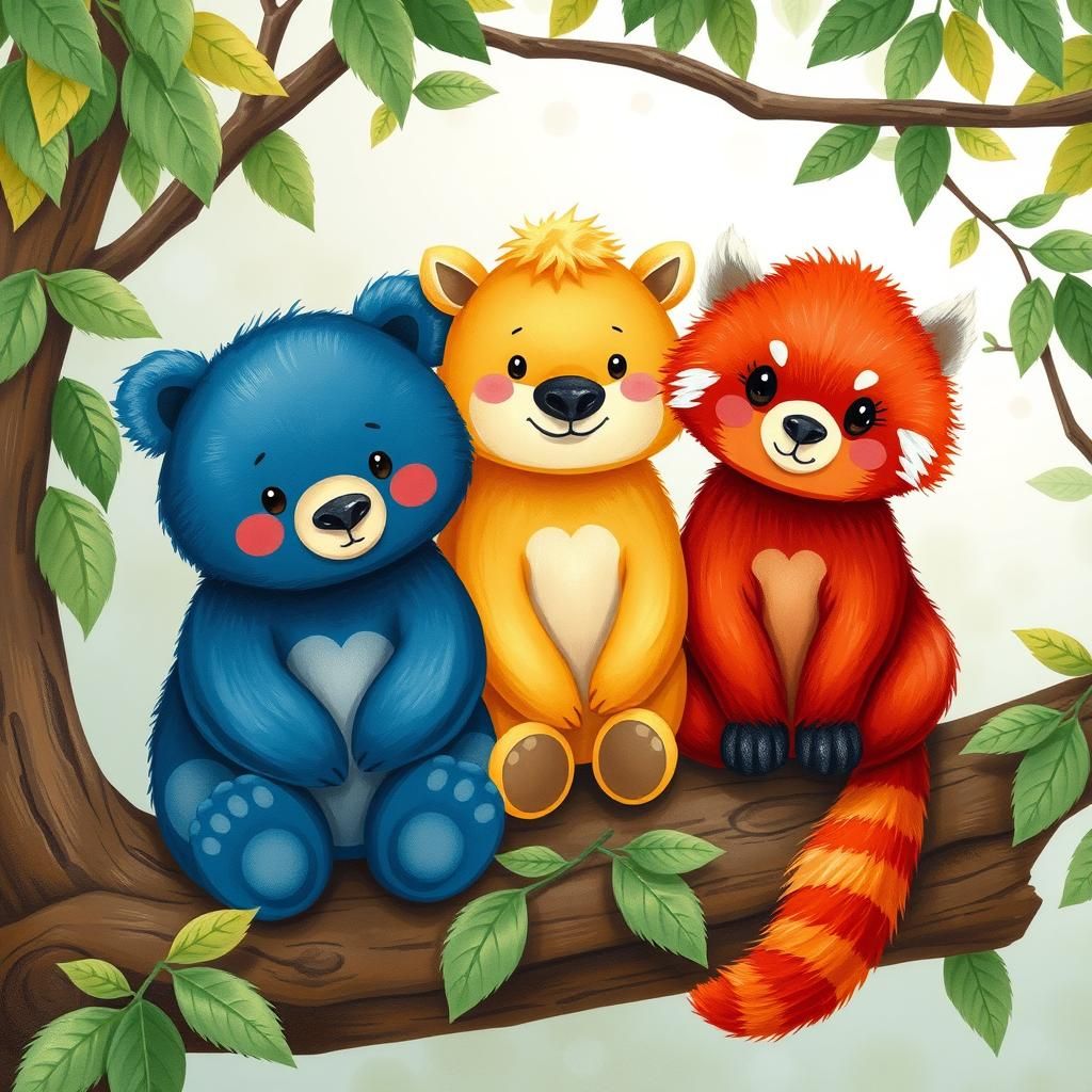 Adorable Baby Animals in Whimsical Forest Setting