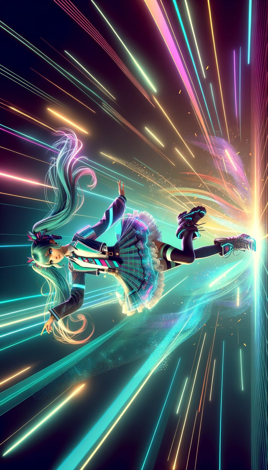 Futuristic Dancer Erupts in Vibrant Light