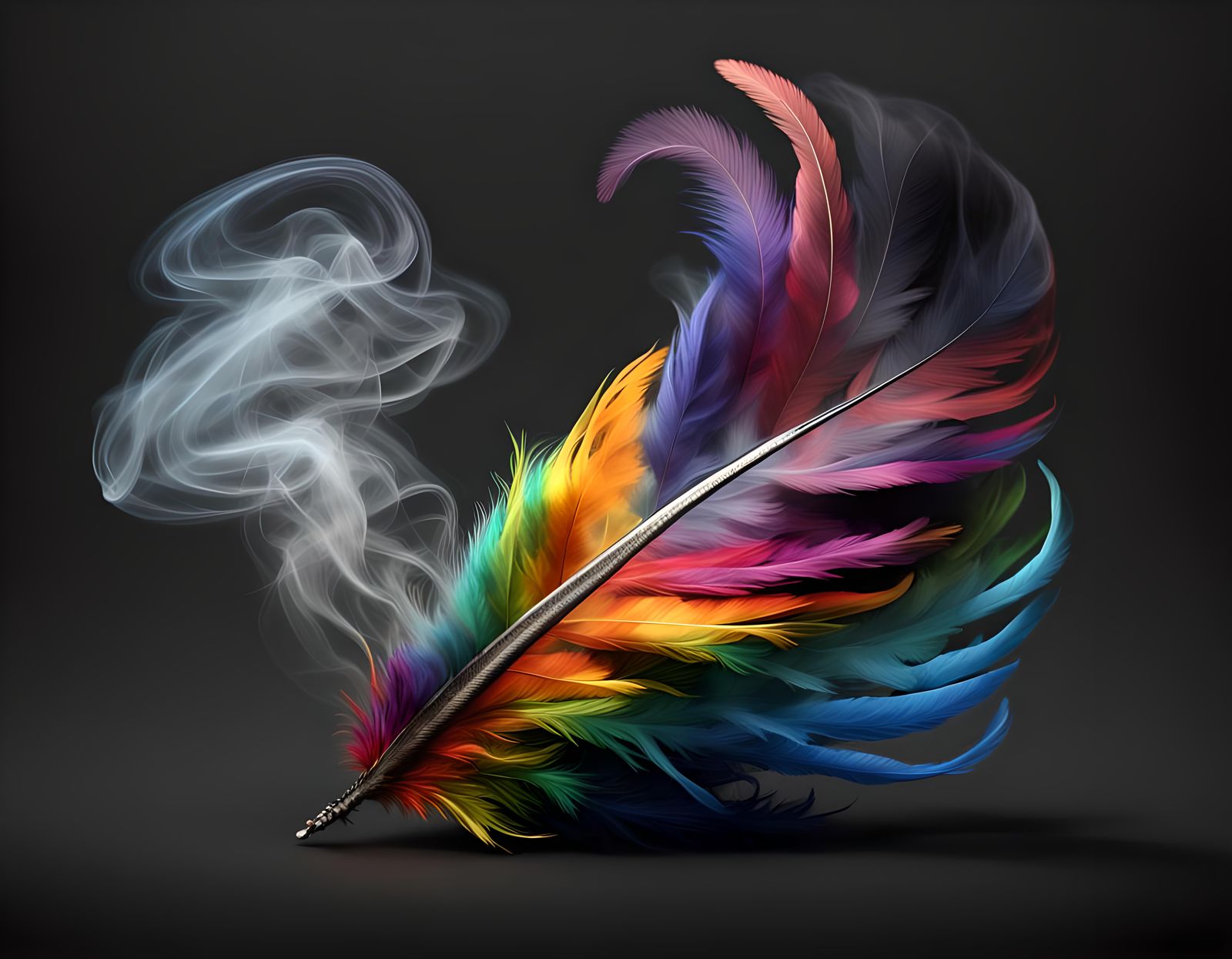 Smoke Guides Rainbow Feather in Hyper-Realistic 3D