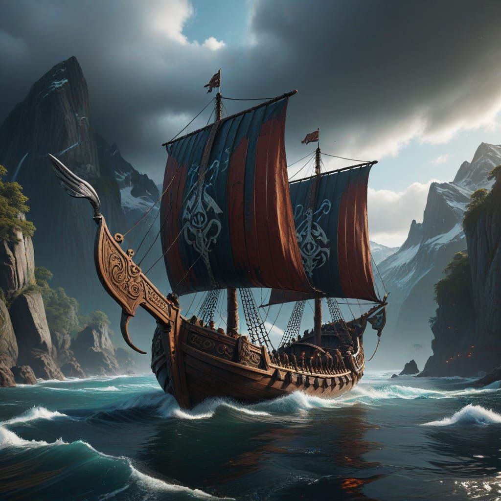 Epic Fantasy Viking Vessel in Stunning Color