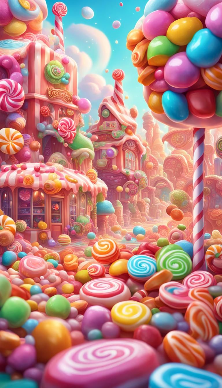 Colorful Candy Land Fantasy Art Illustration