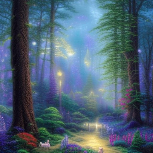 Ethereal Angels in a Magical Moonlight Forest