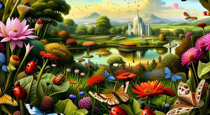 Beautiful insect overload with a beautiful landscape behind