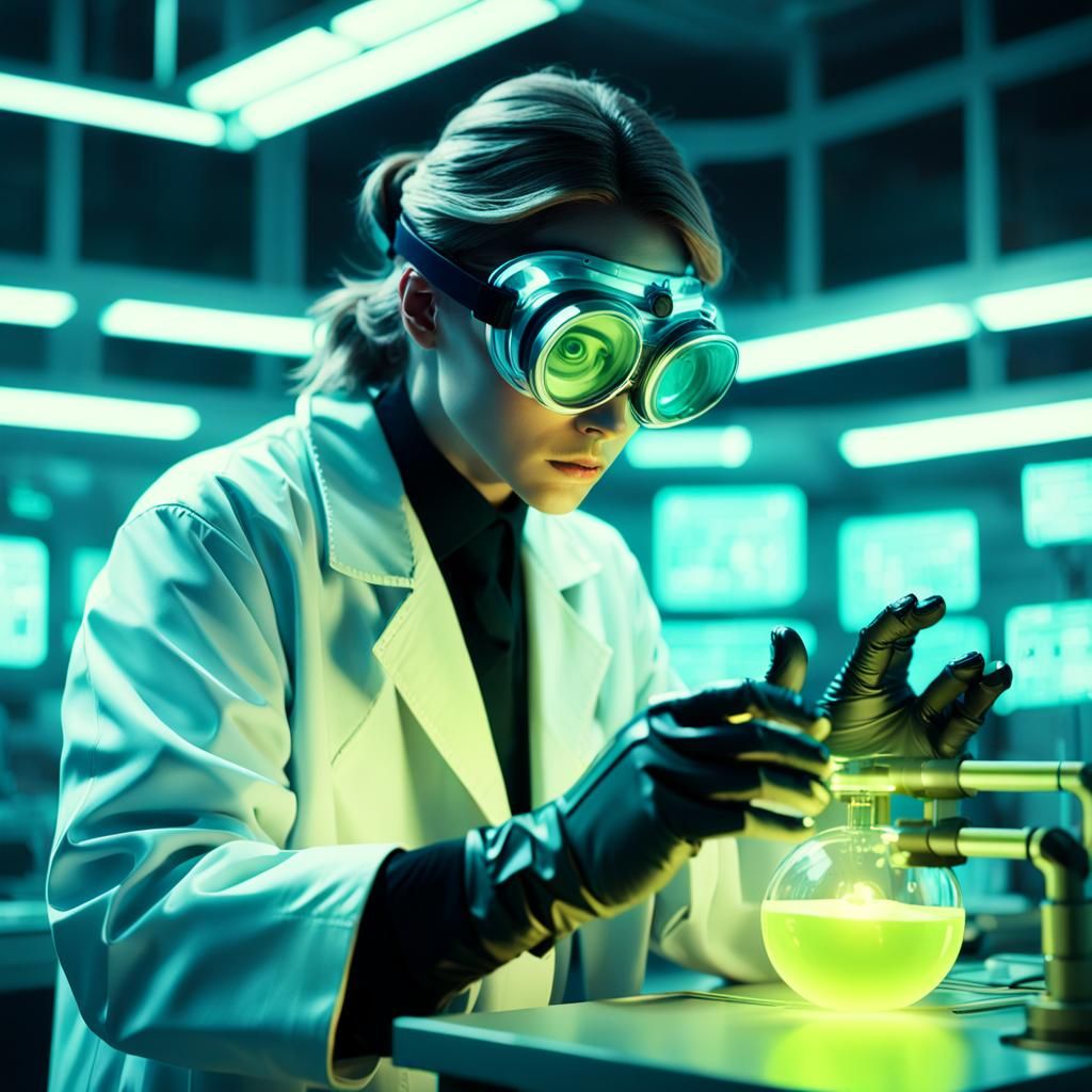 Futuristic Lab Scene in Cinematic Film Still
