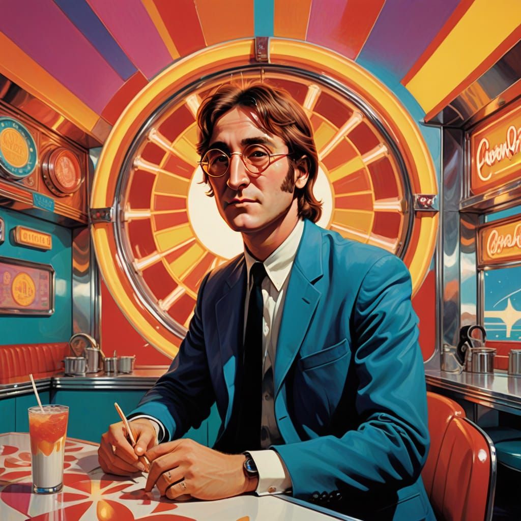 John Lennon in Vibrant Comic Art Diner