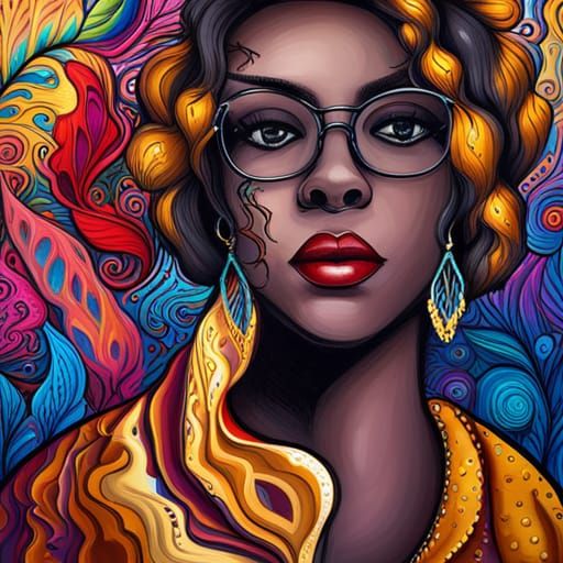 Gothic African American Princess in Graffiti Art Style