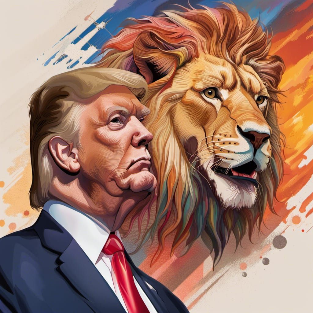 Hyperrealistic Trump with Lion Concept Art