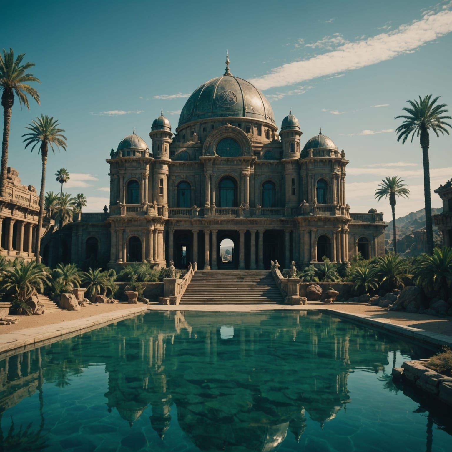 Regal Alien Kingdom on Water Planet: Cinematic Film Still