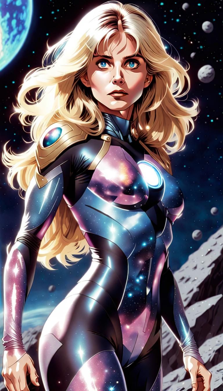 Cosmic Helen Slater in 80s Anime Illustration